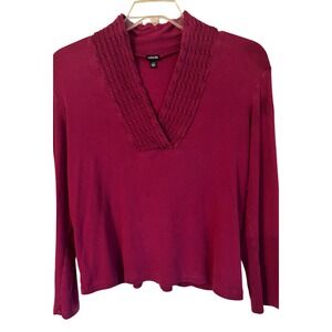 Rafaella Womens Large L/G Top Long Sleeve‎ V Neck Purple Knit Pullover